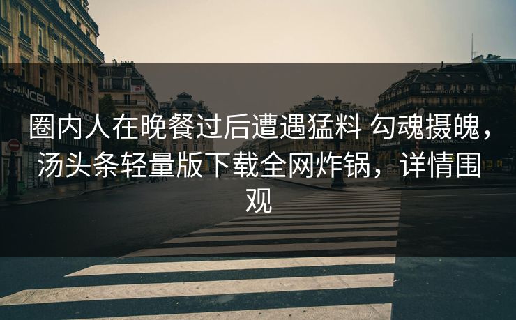 圈内人在晚餐过后遭遇猛料 勾魂摄魄，汤头条轻量版下载全网炸锅，详情围观