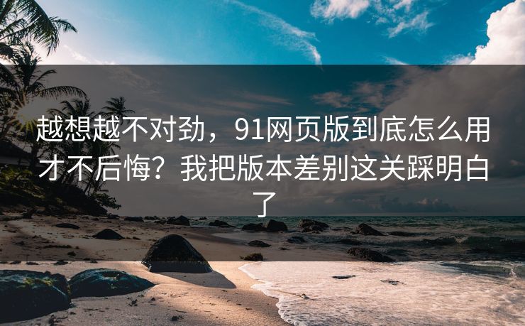 越想越不对劲，91网页版到底怎么用才不后悔？我把版本差别这关踩明白了